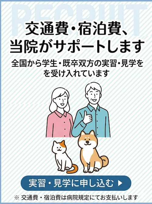 交通費・宿泊費、当院がサポートします 全国から学生・既卒双方の実習・見学を受け入れています 実習見学に申し込む
